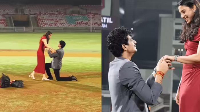 ಸ್ಮೃತಿ ಮಂದಾನಗೆ ಕ್ರೀಡಾಂಗಣದ ಮಧ್ಯೆ ಪ್ರಪೋಸ್ ಮಾಡಿದ ಪಲಾಶ್ ಮುಚ್ಛಲ್!