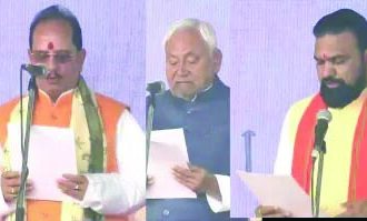 ನಿತೀಶ್ ಪಟ್ಟಾಭಿಷೇಕ ೧೦ನೇ ಬಾರಿ ಬಿಹಾರದ ಮುಖ್ಯಮಂತ್ರಿಯಾಗಿ ನಿತೀಶ್‌ಕುಮಾರ್ ಪದಗ್ರಹಣ ಬಿಜೆಪಿಯಇಬ್ಬರು ಡಿಸಿಎಂ ಆಗಿ ಪ್ರಮಾಣ ಸ್ವೀಕಾರ