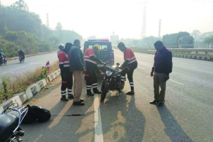 ರಸ್ತೆ ಅಪಘಾತ: ಬೈಕ್ ಸವಾರ ಸಾವು