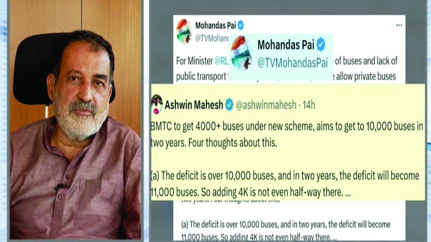 ಸರ್ಕಾರಿ ಬಸ್‌ಗಳ ಕೊರತೆ ಉದ್ಯಮಿ ಮೋಹನ್ ದಾಸ್ ಪೈ ಅಸಮಾಧಾನ