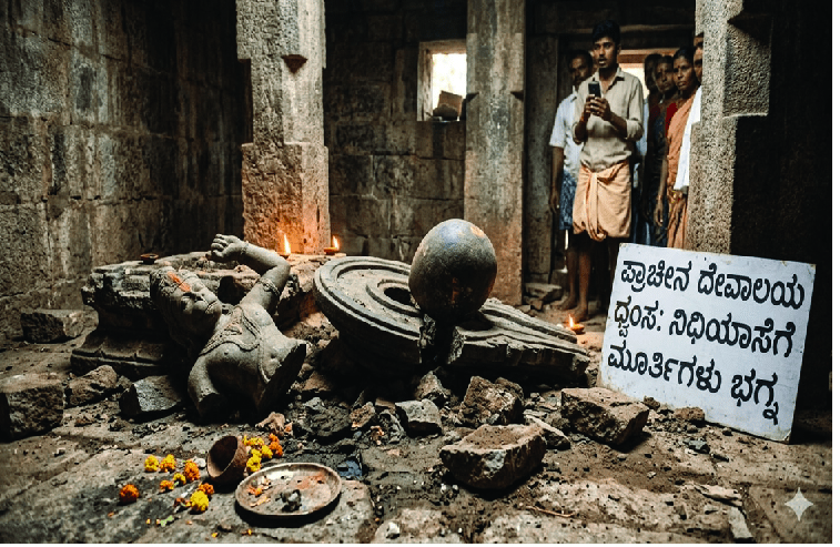 ನಿಧಿ ಆಸೆಗೆ ದೇಗುಲ ಧ್ವಂಸ