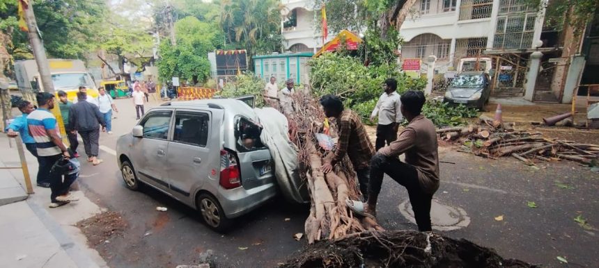 ಚಿಕ್ಕಪೇಟೆ ವಿಧಾನಸಭಾ ಕ್ಷೇತ್ರದ ಶಂಕರಪುರಂನಲ್ಲಿ ರಾತ್ರಿ ಸುರಿದ ಭಾರೀ ಮಳೆಗೆ ಇಂದು ಬೆಳಗ್ಗೆ ಮುಸುಕಿನ ಜಾವದಲ್ಲಿ ಕಾರಿನ ಮೇಲೆ ಮರ ಬಿದ್ದು ಕಾರು ಜಖಂ ಆಗಿರುವುದು…