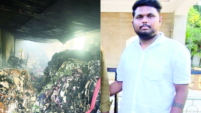 ಸ್ಟೀಲ್ ಸಾಗಿಸುತ್ತಿದ್ದ ಲಾರಿ ಕಾರಿಗೆ ಡಿಕ್ಕಿ ಗುದ್ದಿದ ರಭಸಕ್ಕೆ ಗುಜರಿ ಗೋಡೌನ್ ಬೆಂಕಿಗಾಹುತಿ, ವ್ಯಕ್ತಿ ಸಾವು