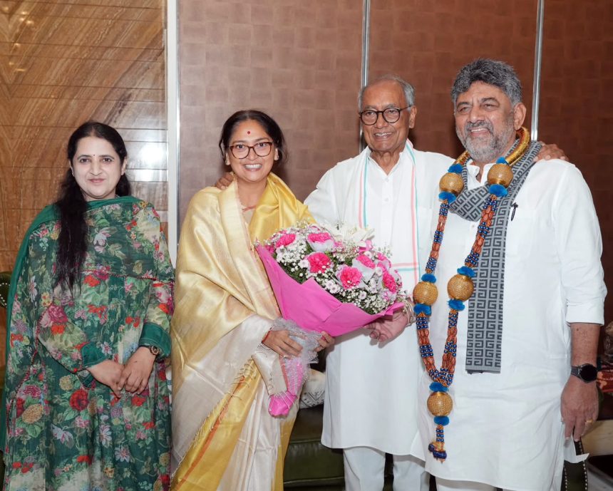 ಮಧ್ಯಪ್ರದೇಶದ ಮಾಜಿ ಮುಖ್ಯಮಂತ್ರಿ  ದಿಗ್ವಿಜಯ ಸಿಂಗ್ ಮತ್ತು  ಅಮೃತಾ ರೈ